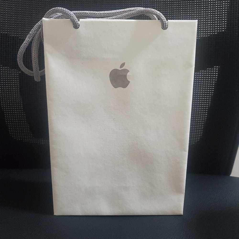 Apple White Bag with Silver Logo New!